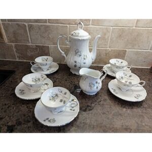 EDELSTEIN BAVARIA MARIA THERESIA Coffee Tea Pot, Creamer, 4 Espresso Cups Saucer